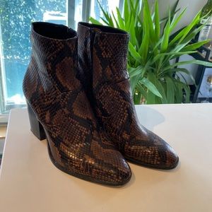 ZARA Brown Snake skin ankle booties